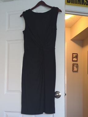 Lauren Ralph Lauren Black Sleeveless Twist-Front Midi Dress